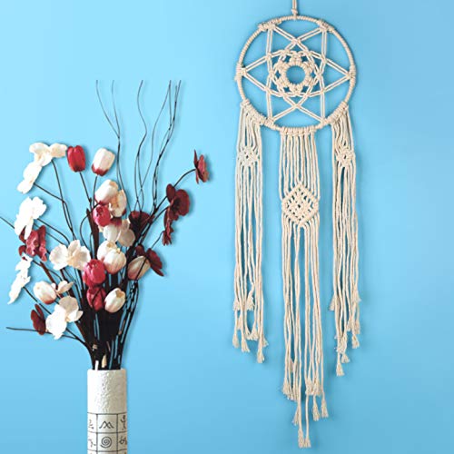 PDTO Macrame Wall Hanging Woven Tapestry Dream Catcher Tassel Handmade Boho Wall Decoration (Style3)