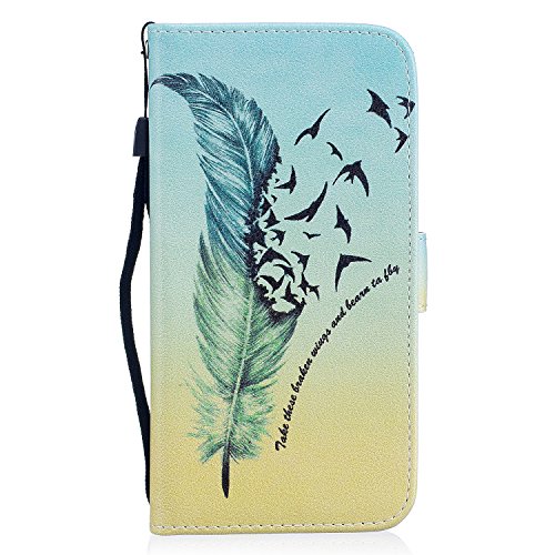 ZTE Blade V8  5 2   Funda  ocketcase   Flip Libro de PU Cuero Leather Protectora Case Cover con Cierre Magn  tico Funci  n de Soporte Billetera Tapa Carcasa para ZTE Blade V8 - plumas verdes