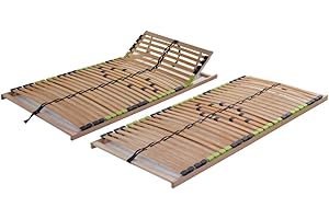 ‎DAMI DaMi Lattenrost Basic Zerlegt 160 x 200 cm - 7 Zonen Lattenrahmen Aus Buche Mit 5-Fach Härteverstellung - Kopfteil verstellbar