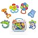 Produktbild Hanmun Baby Shake Beißring-Set, 6 Stück, Rasseln, Bunte Tierform mit blauem Koffer für Neugeborene