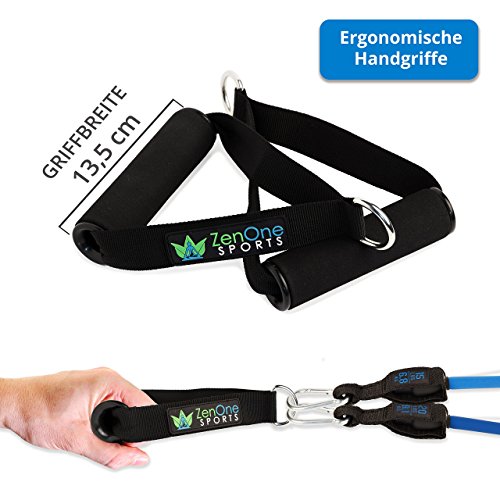 ZenBands – Resistance Band Widerstandsband Set mit GRATIS E-BOOK | Expander Tubes, Griffe, Fußschlaufen, Türanker, Tasche & Einstiegsguide | Gymnastikband Fitness Set - 2