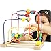 D-Mcark Kids Gifts Wooden Bead Maze Roller Coaster in Multi-color Developmental Colorful Educationnal Activity Toy for Toddler Baby