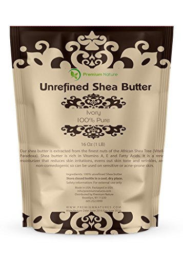 Organic Unrefined African Shea Butter - 453 grams Raw for Body Butters Lotions Lip Balms Strech Mark Removal Eczema Treatment - Best Pure Moisturizer Skin & Hair Care - for DIY Premium Nature