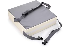 BSTKEY Rehausseur élégant de chaise pour tout-petit, démontable réglable lavable - Avec sangles - Facile à transporter et à ranger (gris+beige)