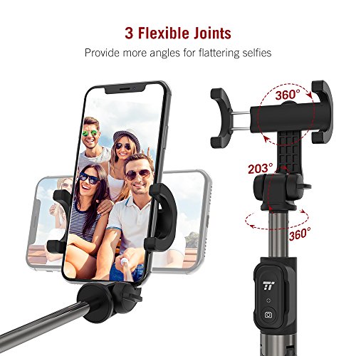 Bastone Selfie TaoTronics Selfie Stick Tripode Estensibile Treppiedi in Alluminio con Telecomando Bluetooth 3.0, Batteria Ricaricabile, Compatibile con Smartphone Android / iOS, o Action Camera con Vite di Montaggio da 1/4â€