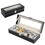 Uhrenkasten 6 Uhren Uhrenbox Uhrenkoffer, Schaukasten Uhrenkasten Uhrenvitrine für 6 Uhren aus kunstleather Uhrenkasten Herren Armbanduhr Box uhrenbox 6 Uhren