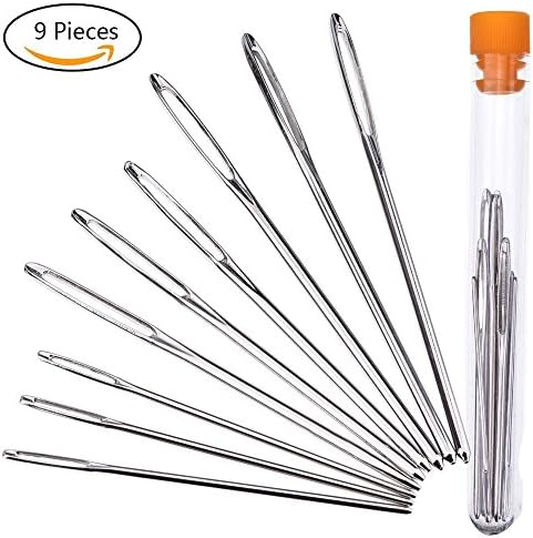 Large-eye Blunt Needles Steel Yarn Knitting Stitching Needles Sewing Needles, 9 Pack