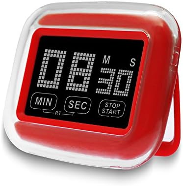 Digital Kitchen Timer with Large Touch Screen Magnetic Countdown Timer with Unique Stand By cAoku (RED)