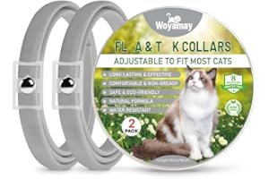 WOYAMAY 2 Antipulci Gatto: Collare Antipulci Per Gatti Impermeabile E Sicuro, Collare Gattoo Antiparassitario Per Una Protezione Duratura E Efficace Contro I Parassiti, grigio