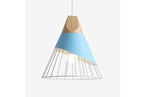 RPixc Industriel Abat-jour Suspension avec Ligne Lampe au Plafond Cage en Fer Lustre Décoration Chambre Salon Couloir Escalier - Bleu…