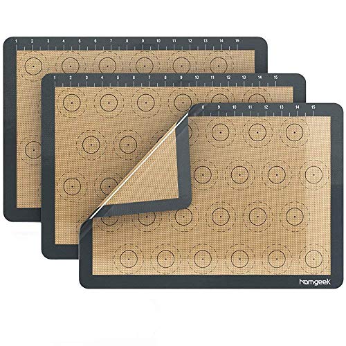 Homgeek Estera para hornear de silicona - Juego de 3 medias hojas (gruesas y grandes 11 5/8