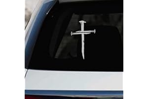 Leniutor 2 adesivi a croce per auto Christian Cross riflettenti impermeabili in vinile per auto, per paraurti, camion, finestre, 11,5 x 18 cm (2 pezzi, argento spazzolato)