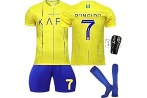 FTRGHNY Football Kits For Kids 2024/2025, Al Nassr Fc Football Kits For Boys And Aldult, Football Training Set 4-Piece 3-Piece Football Socks Shirts Shorts Kneepad Jersey Tracksuit