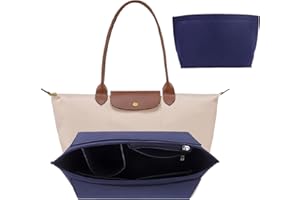 BERELIN Handtaschen Organizer, Geldbörsen-Organizer für Longchamp, Filz Taschenorganizer mit mehreren Taschen, Große Kapazität Handtasche Einsatz, Geldbörsenzubehör für Longchamp Tragetasche (Blau, L)