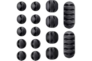 GKONGU Clips para Cables Organizador 16 Piezas,Clips de Soporte de Cable Autoadhesivo,Cable de Carga USB Gestión de Cables de Alimentación para el hogar, la oficina, el automóvil