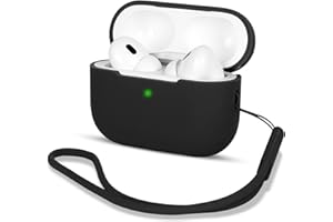 AOTUAO Compatibile con AirPods Pro 2 Custodia Case Cover, Case Protettiva Antiurto Antiscivolo in Silicone per AirPods Pro 2 Seconda Generazione 2022 Custodia con Silicone Lanyard, Nero