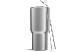 Atlin Kubek [850.5 g] Izolacja próżniowa ze stali nierdzewnej z podwójną ścianką, kubek podróżny [krystalicznie czysta pokrywka] kubek do kawy na wodę [słomka w zestawie] do domu, biura, szkoły -