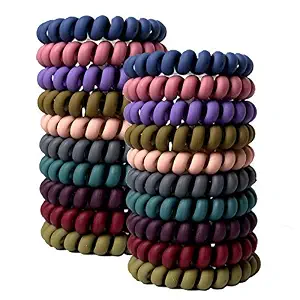 20 Pcs Spiral Hair Ties No Crease, Colorful Traceless Hair Ties, Elastic Coil Hair Ties, Matte Phone Cord Hair Ties, Waterproof Hair Coils for Women Girls