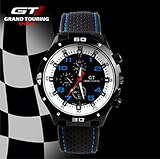 Grand Touring Sportuhr mit topaktuellen blauen Ziffern und weißem Ziffernblatt - Präzessionsuhrwerk - Analog