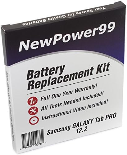 Battery Replacement Kit for Samsung GALAXY Tab Pro 12.2" SM-T900, SM-T905 with Installation Video, Tools, and Extended Life Battery