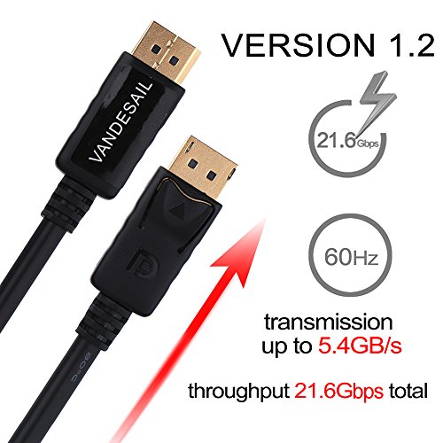 DisplayPort Kabel, VANDESAIL® Displayport 1.2 auf Displayport 1.2 Kabel Audio Video Adapterkabel mit Vergoldete Kontakte Unterstützung von 4K/ 1080p (6ft/1.8M, dp to dp 1.2V) - 5