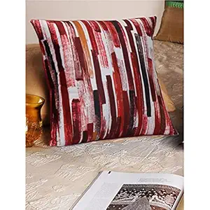 Mellifluous Decorative Holland Velvet Fabric Printed Color Cushion Square Pillow Covers Pillowcases for Sofa Bedroom with Invisible Zipper Inches Sets of 2 (22x22, Red-Digital-Print)