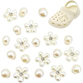 AFCJLTO 20 Pcs Shoe Charms Kit Pins with Pearls Flowers Shoe Charms Cute Flower Design Shoe Charms DIY Accessories to Add Ele