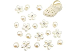 AFCJLTO 20 Pièces Fleurs perle Bijoux de Chaussures Shoe Charms, Pins Accessoires Fleur Chaussure en Strass Breloques, Charmes de Chaussures Shoe Pour Femmes, Pour Décoration de Sacs et Chaussures