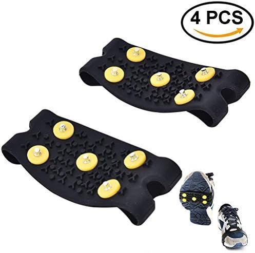 WuliRose 2 Pair Slip-on Shoe Grippers Anti Slip Snow Ice Traction Climbing Spikes Grips Shoes Cover for Men Women Children