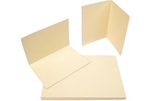 ‎PRESENT FILL PresentFill® Klappkarten blanko in Chamois Creme Beige - 50 Faltkarten A6, Klappkarte ideal zum Karten selbst gestalten, beschriften oder bedrucken - passend für C6 Umschläge