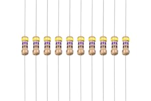 YOKIVE 50 Pcs Carbone Film Résistances, 1/4W 470 Ohm 5% Tolérances Résistance, Bonne pour Bricolage Électronique Projets (4 Couleur Bande, 1.77x0.09-Pouce)