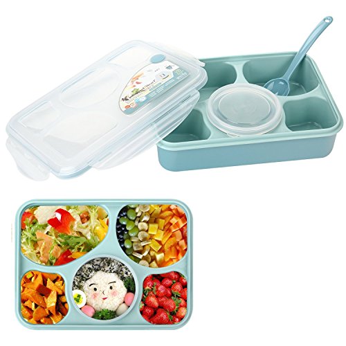 Bestland Bento Box Mikrowelle und Spülmaschinenfest Lunch Box mit mit 5 + 1 Getrennt Containers (Blau)