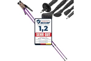 ‎MELKO Melko Walking Stöcke aus Duraluminium, 2er Set, frei verstellbar durch Teleskop-System 65 – 135 cm Gesamtlänge, Rot, Blau, Schwarz, Violett