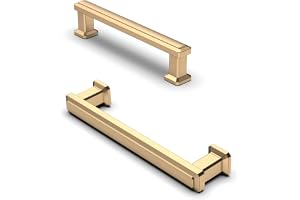 FURNIWARE 10 dörrknoppar, möbelhandtag, 96 mm, avstånd mellan bronsfästen i champagnefärgad brons, låsknoppar, i zinklegering