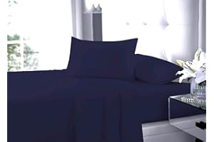 LIZZIE JACOBS New Flat Sheets Easy Care Soft Cotton Rich Wrinkle Shrinkage and Fade Resistant Fabric Polycotton Flat Bed Sheets (Navy, Single)