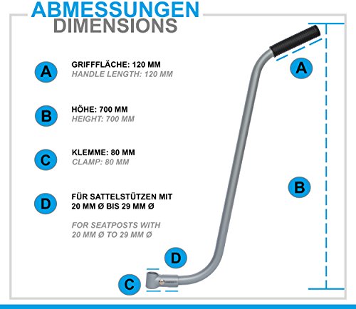 PROMETHEUS Schubstange | Universelle Schiebestange | Extra lang | Stabile und rutschfeste Stahlkonstruktion in Grau | Lernhilfe für die meisten Kinderfahrzeuge | Edition 2017 - 4