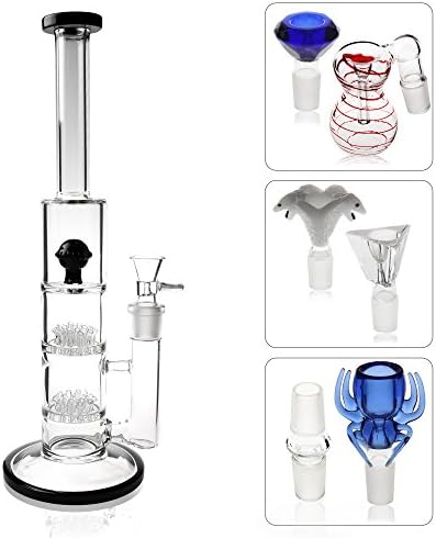 REANICE SALE Black Bong Glass Bongs Water bong pipe joint size 18.8mm Height 35cm Straight Glass Pipes Honeycomb Branch Bong Water Oil Rigs Pipe Big Bongs Glass+bong bowls/bong adapter