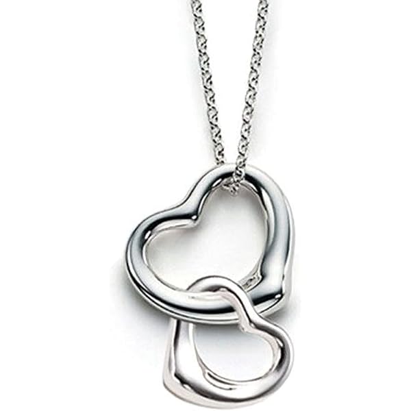 Collana Con Ciondolo Cuore Placcato Argento 925 - Ispirato Al Design, Dimensione Grande, Catena A Maglie Con Moschettone