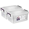 Best House 2 PCS Clear Plastic Storage Box with Lids, Storage Containers Use for Home, office, Kitchen, Toys and Goods (2 Litres)