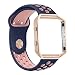 Produktbild Fitbit Blaze Tragegurt mit Rahmen, Zyra Sport Silikon Soft Band mit Belüftungslöcher und Rose Gold/Schwarz Edelstahl Rahmen für Fitbit Blaze Smart Fitness Watch klein/groß, damen, Blue/Pink + Rose Gold Frame