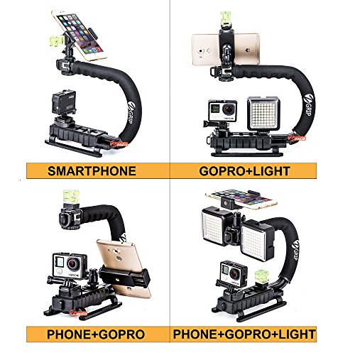 zeadio 2-in-1 multifunzionale tripla hot-shoe stabilizzatore palmare smartphone video Rig