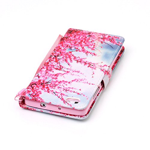 Feeltech HUAWEI P8 Lite Hülle,HUAWEI P8 Lite Magnet Leder Wallet Cover,Elegant Soft PU Kartenfach Extra Dünn Tasche Bunte Relife-Muster [Stand Funktion] Karte Halterung Klapp hülle Flip Book Design Case Flexible TPU Ultra Slim Inner Bumper Tasche mit Landyard [Free Stylus] für HUAWEI P8 Lite – Zwetschge Blüte - 7