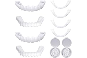 CJBIN 2 Paires Faux Dentier Sourire Parfait, Dent Provisoire Fausse Dent Dentier Amovible Haut et Bas, Facette Prothese Dentaire, Fausses Dents Alternatives au Blanchiment des Dents pour Hommes et Femmes