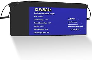 CLUHERTVY Batterie Au Lithium Lifepo4 280Ah 12 V, Batterie Lifepo4, Batteries 12,8 V 280Ah avec 15 000 Cycles Profonds Et Protection BMS, Remplacement Parfait pour Batterie Bi-Acide (12.8V/280AH)