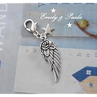 Anhänger Flügel Rose Stern EngelsFlügel Boho Charm Karabiner