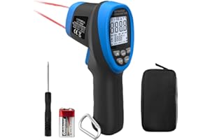 LYCEBELL Pistolet Thermomètre Infrarouge, LC-1500 Thermomètre Industriel Numérique Sans Contact -50~1500℃(-58~2732℉) avec LCD Rétroéclairé et Émissivité Réglable pour BBQ/Cuisine/Industrielle