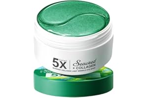 MONTEGONI Parches Ojos Bolsas y Ojeras 60 Pcs Alga Parches de Colageno, Parches Antiarrugas Mejorar Las LíNeas Finas,Hidratante Anti Edad, Hidratada contorno de ojos mascarilla de colageno