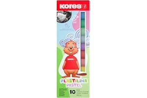 Kores - Plastilina Pastel: Pasta Modellabile in Plastilina per Bambini, Morbida e Facilmente Modellabile, Lavabile e Non Tossica, Set di 10 Colori Pastello, Bianco e Nero x 20g