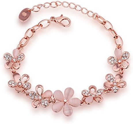 Yingbo Crystal Snake Chain Murano Glass Beads Charm Bracelet (18k rose gold)