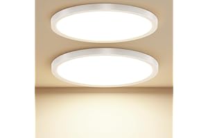 ‎TAIPOW Taipow Nowoczesna lampa sufitowa Led 4000K, 18 W, 2448 lm, naturalna biel, okrągła, bardzo cienka wewnętrzna lampa sufitowa do balkonu, łazienki, sypialni, piwnicy, Ø22 cm (2 szt.)